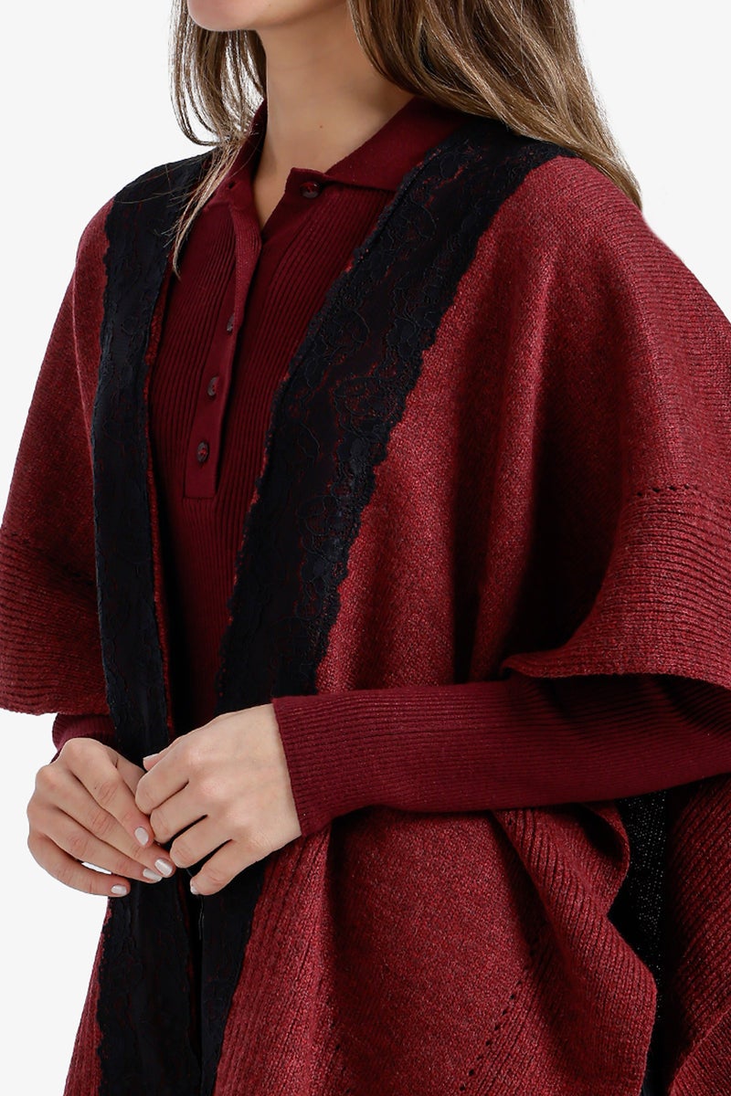 Carina Lace-Trim Asymmetric Poncho - Image 4